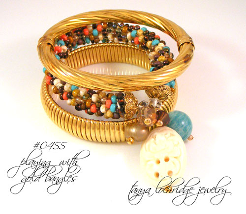 Russian Amazonite Bangle-Gold Bangles