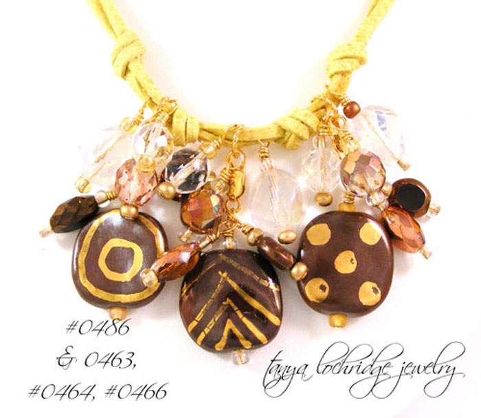 Kazuri Bead Matte Coco & Gold Charm