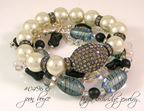 Tanya Lochridge Jewelry Blue & Black Lampwork Bracelet