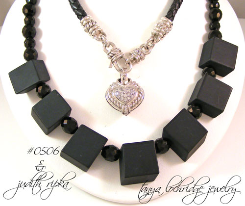 Onyx Brick Necklace & Judith Ripka Leather Necklace