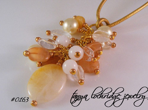 Yellow Calcite & Moonstone Leather Cord Necklace
