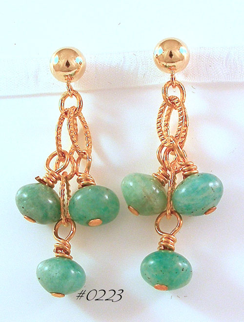 Amazonite Etruscan-Style Earrings