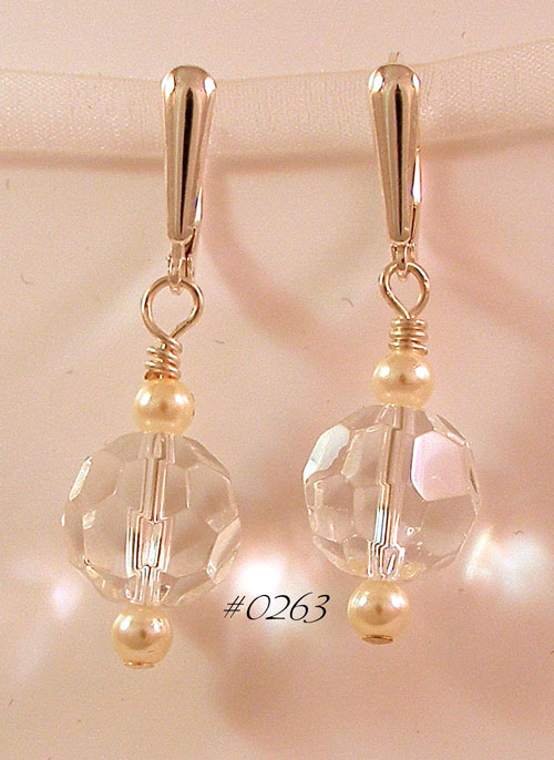 Crystal and Ivory Pearl Earrings