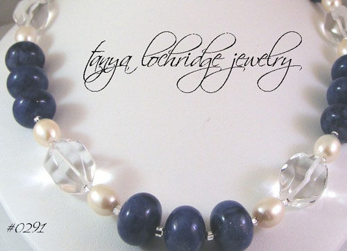 Sodalite, Crystal Quartz, Freshwater Pearl Necklace