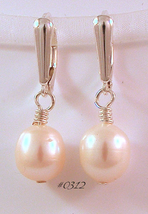 Freshwater Pearl Sterling Silver Shield Earring