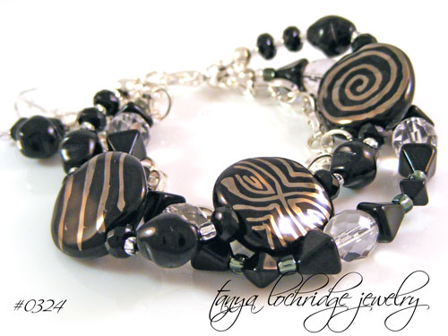 Kazuri Black-Platinum Bead Bracelet