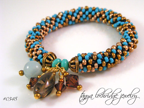 Milky Aqua & Smoky Quartz Bangle Bracelet