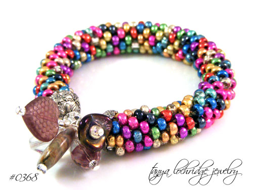Rhodonite & Vintage Heart Soft Bangle