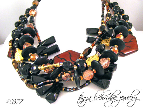 Patterned Agate, Onyx, Crystal Quartz Necklace