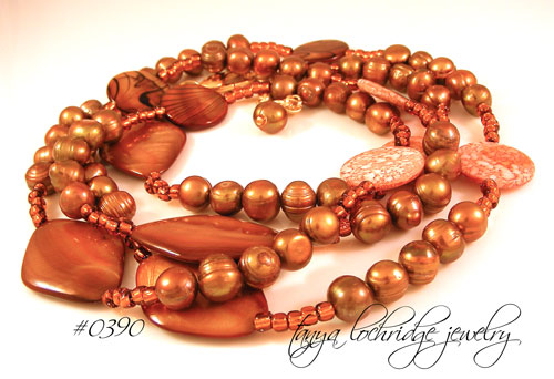 46� Brown & Black Mother-of-Pearl and Freshwater Pearl Necklace
