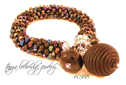 Black Satin Bead, Swarovski Crystal & Czech Glass Bracelet