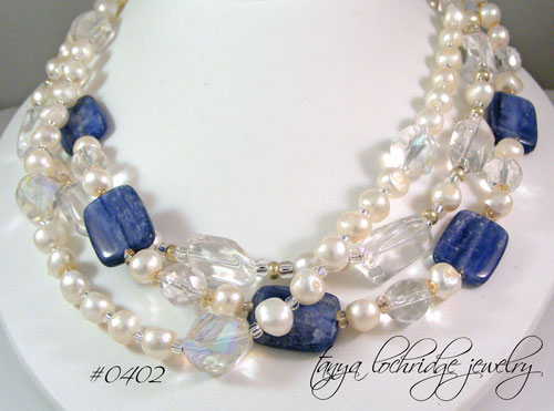 Kyanite, Crystal Quartz, Freshwater Pearl Necklace