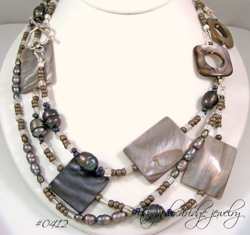 Gray Mother-of-Pearl & Freshwater Pearl 40� Sterling Necklace