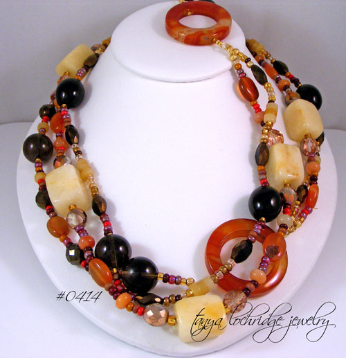 "Ring Around the Carnelian" 48" Gold Vermeil Necklace