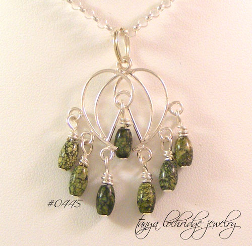 Russian Jade "Squash Blossom" Sterling Silver Pendant