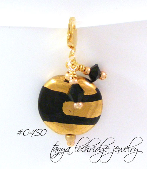 Black & Gold Kazuri Bead Charm