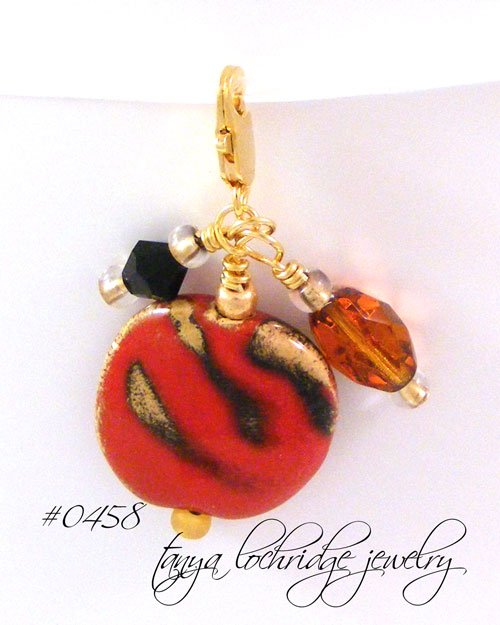 Kazuri Red & Gold Bead Charm