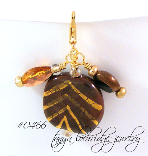 Kazuri Dark Chocolate & Gold Bead Charm