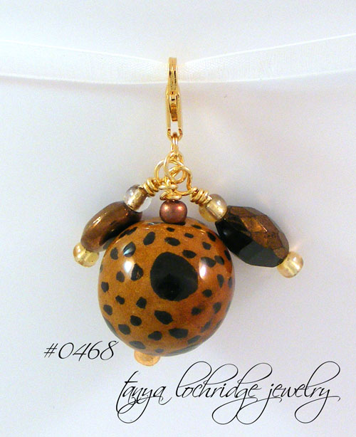 Kazuri Leopard Design Round Bead Charm