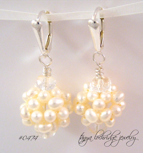 Freshwater Pearl Cluster Sterling Silver Earrings