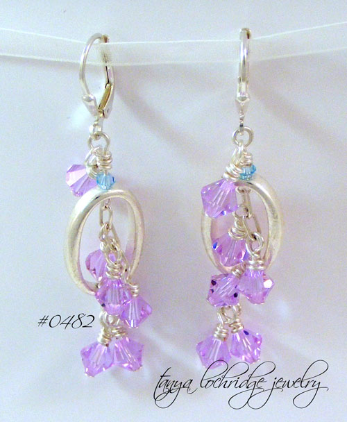 Fleur-de-Lis Sterling Silver & Alexandrite Swarovski Crystal Earrings