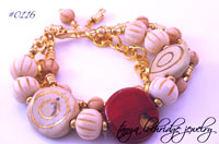 Kazuri Red, Cream and Gold Bracelet