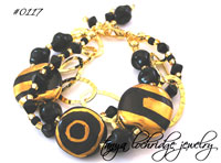Kazuri Black-Gold Bead Bracelet