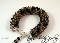 Jet and Smoke Bead Soft Bangle Bracelet