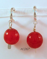 Carnelian Mini-Hoop Sterling Silver Earrings