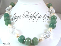 Green Aventurine, Crystal Quartz, Freshwater Pearl Necklace