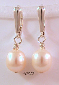 Freshwater Pearl Sterling Silver Shield Earring