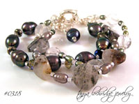 Pyrite Quartz & Freshwater Pearl Bracelet