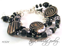 Kazuri Black-Platinum Bead Bracelet