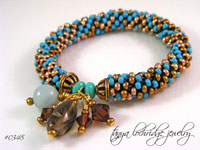 Milky Aqua & Smoky Quartz Bangle Bracelet