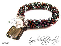 Burgundy & Gunmetal Lampwork Glass Bracelet