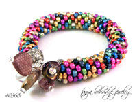 Rhodonite & Vintage Heart Soft Bangle