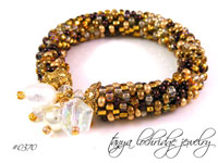 Glitzy Gold Glass Bead Soft Bangle Bracelet