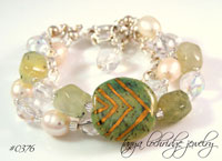 Kazuri Spearmint-Gold Bead & Prehnite Bracelet
