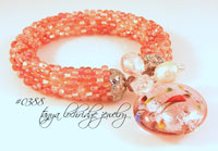 �Spirit of Pink� Lampwork, Crystal Quartz, Freshwater Pearl Bracelet