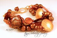 Brown-Black Mother of Pearl, Freshwater Pearl and Gold Vermeil Bracelet