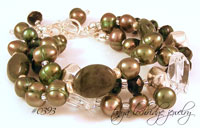 Green Jade, Crystal Quartz, Freshwater Pearl Sterling Silver Bracelet