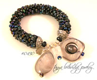 Gray Mother of Pearl & Crystal Quartz Soft Bangle