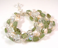 Kyanite & Freshwater Pearl Five-Strand Sterling Silver Bracelet