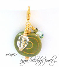 Kazuri Spearmint & Gold Bead Charm