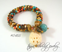 Russian Amazonite & Floral Carved Bead Soft Bangle