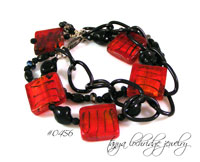Red-Black Lampwork Bead Bracelet