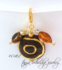 Kazuri Dark Chocolate & Gold Bead Charm