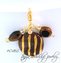 Kazuri Dark Chocolate & Gold Bead Charm