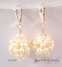 Freshwater Pearl Cluster Sterling Silver Earrings