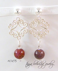 Ruby in the Rough Filigree Sterling Silver Earrings